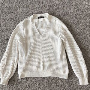 White Knit Sweater w/ Cutout Details